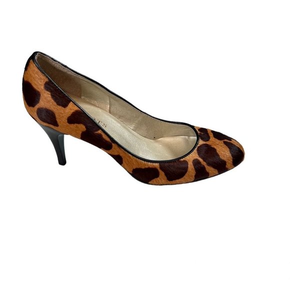 Talbots Womens Heel Size 6 Leopard Print Calf Hair Pump Brown Animal Print - Picture 1 of 9